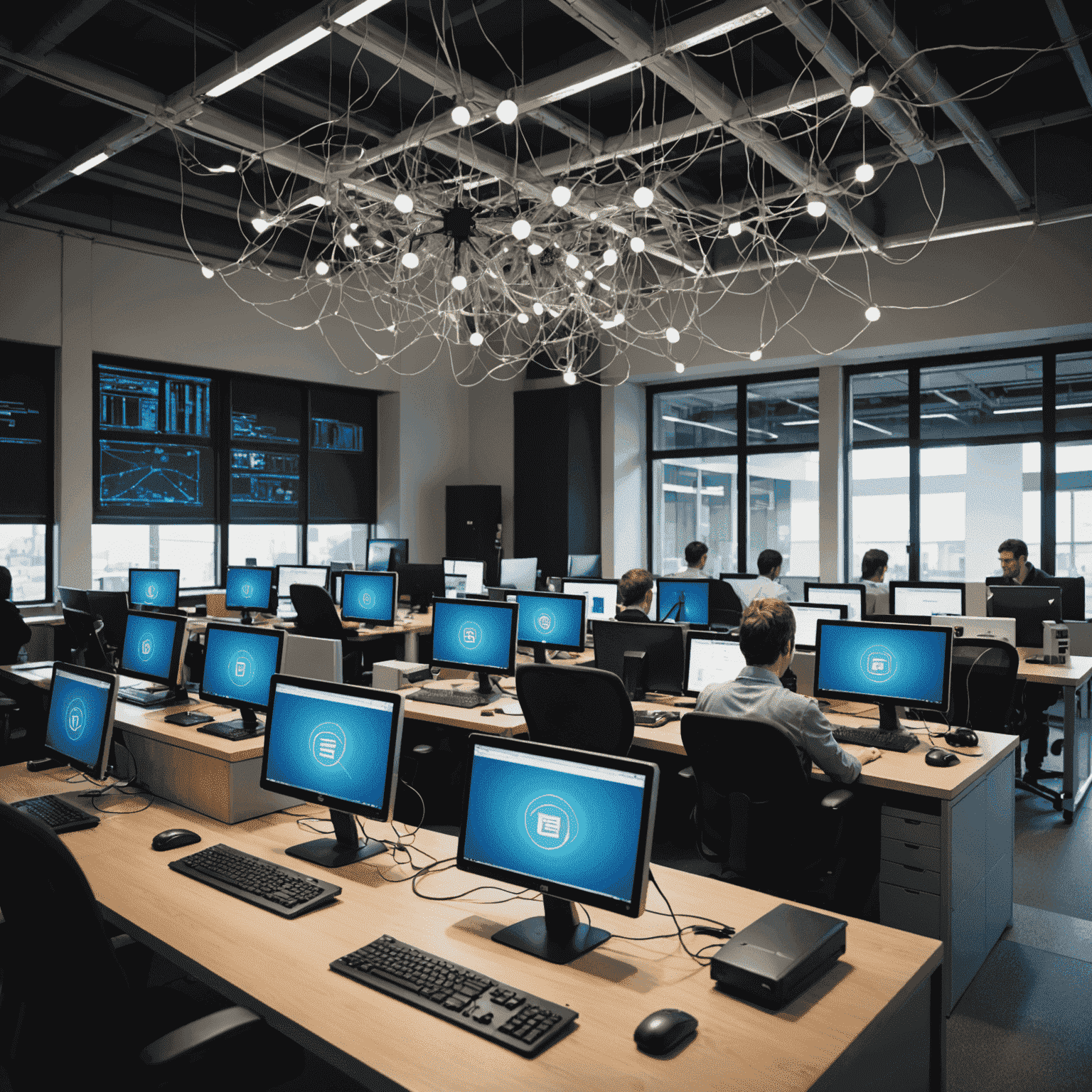 Image représentant un réseau local avec des ordinateurs connectés