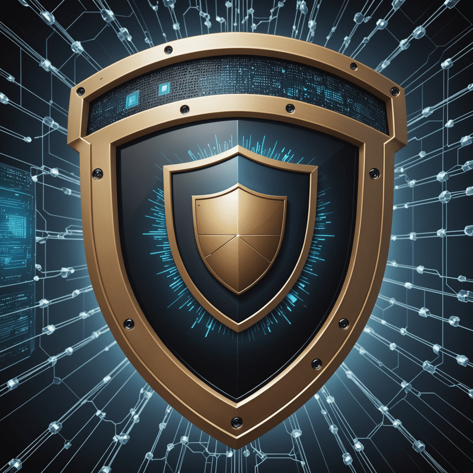 Image montrant un bouclier de protection sur un fond de réseau, symbolisant la sécurité réseau renforcée par Advanced IP Scanner