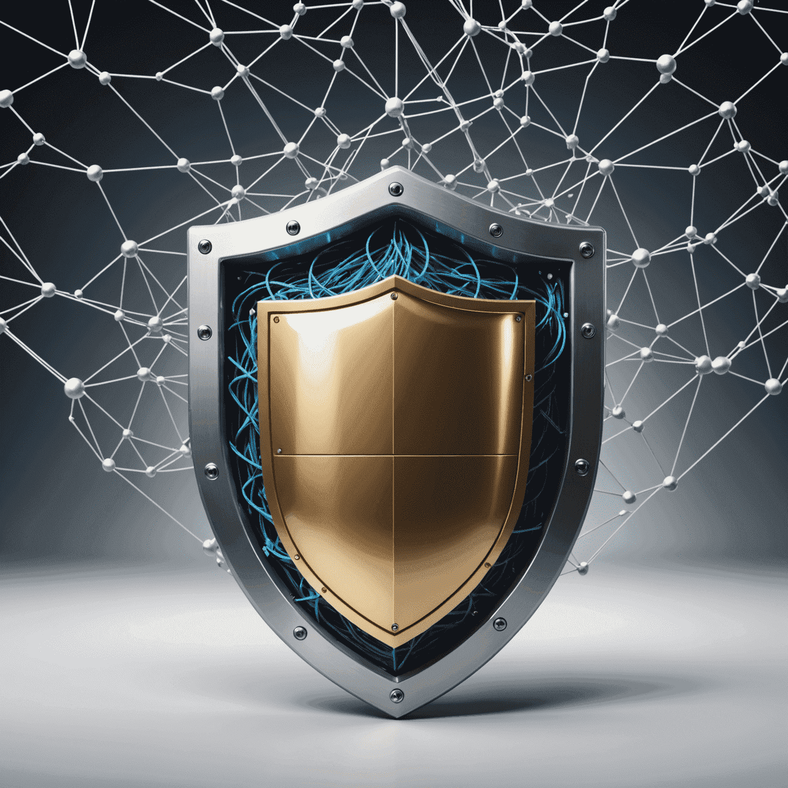 Image illustrant la sécurité réseau avec un bouclier et des connexions