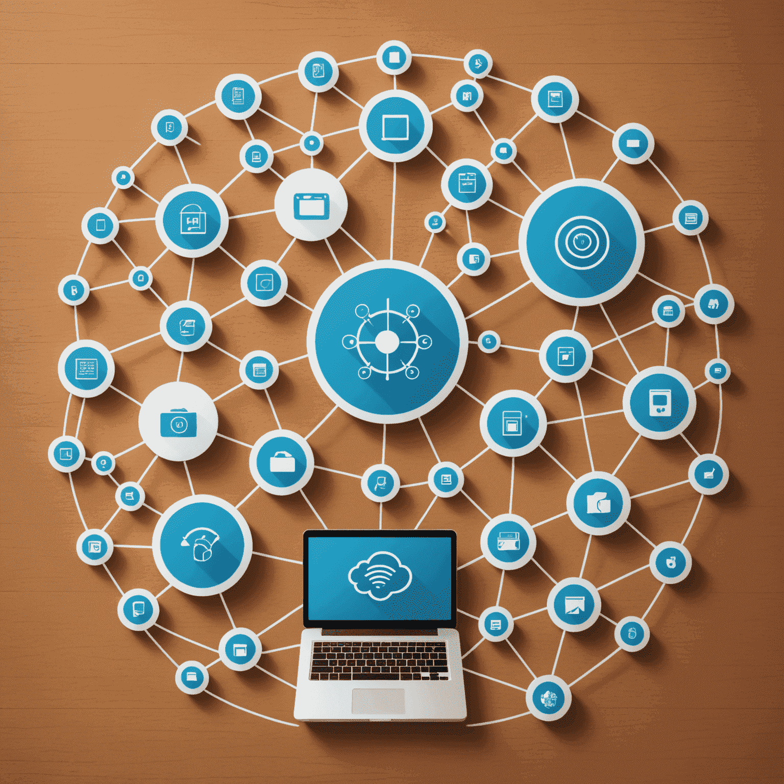 Image illustrant une interface de gestion de ressources réseau avec des icônes représentant différents appareils connectés