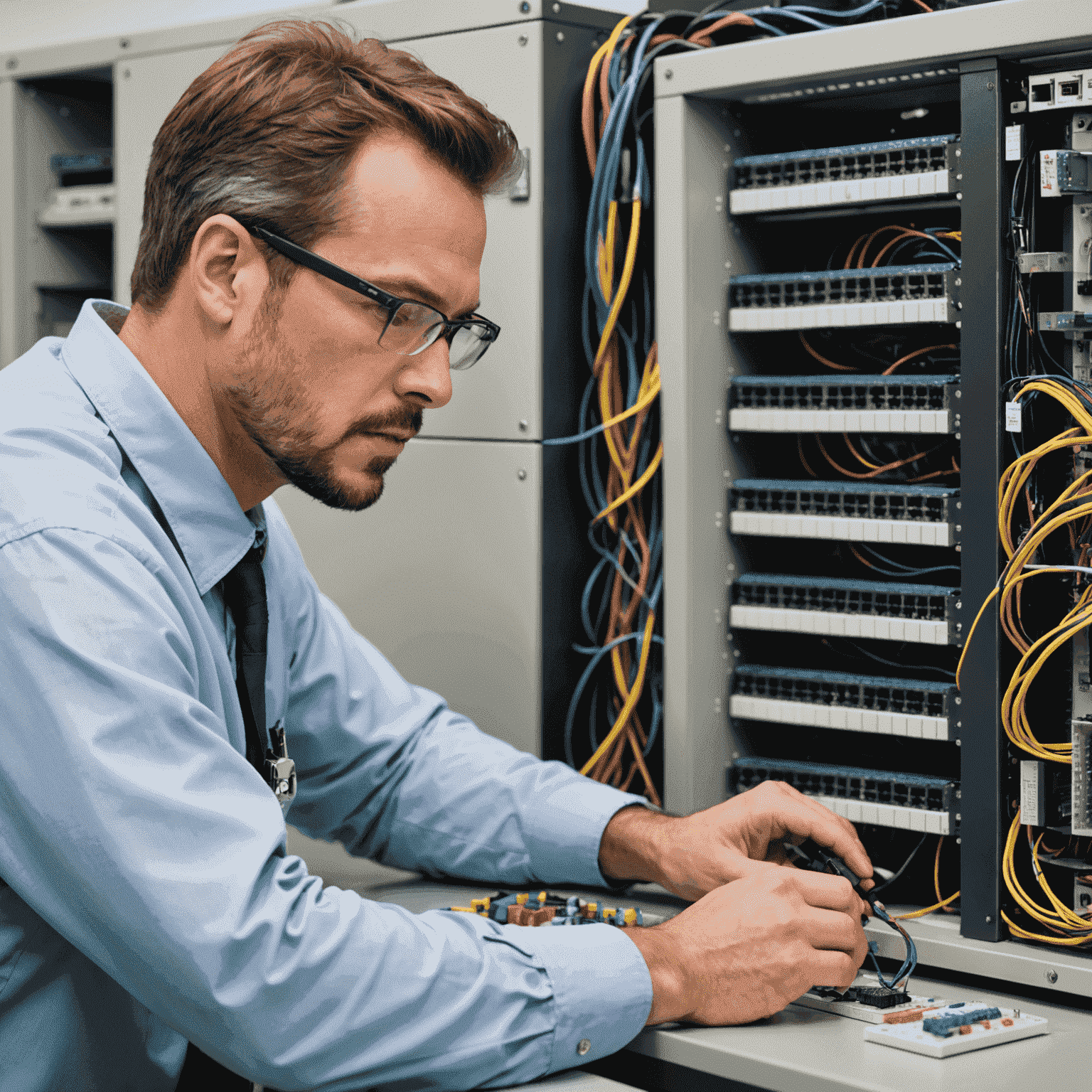 Image représentant un technicien résolvant des problèmes réseau